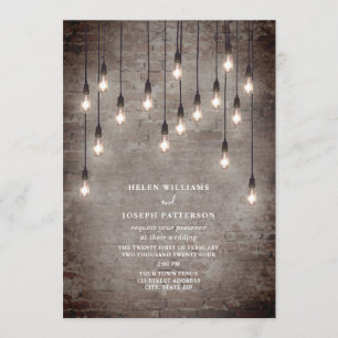 Invitation Mariage industriel de briques rustiques Vintages