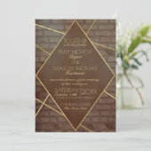Invitation Mariage industriel en brique et bronze (Debout devant)