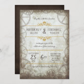 Invitation Mariage industriel Vintage Steampunk (Devant / Derrière)