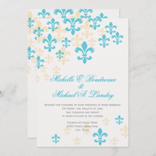 Invitation Mariage informel 2 de Fleur de Lis Cascade (Devant / Derrière)