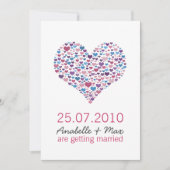 Invitation Mariage informel à coeur doux (Devant)