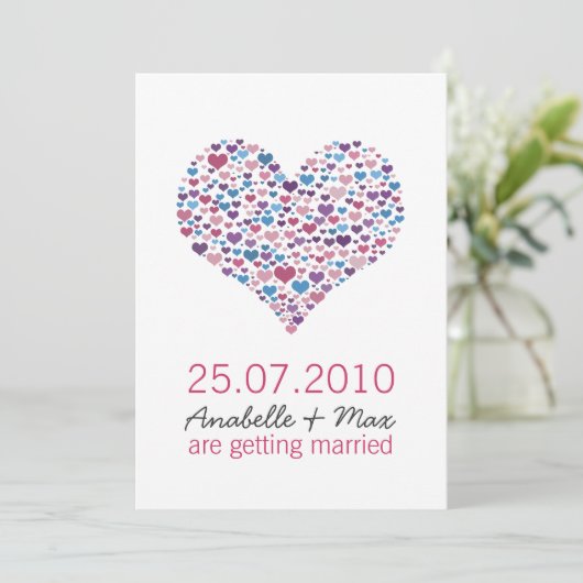 Invitation Mariage informel à coeur doux (Debout devant)