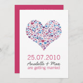 Invitation Mariage informel à coeur doux (Devant / Derrière)