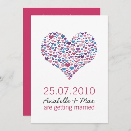 Invitation Mariage informel à coeur doux (Devant / Derrière)