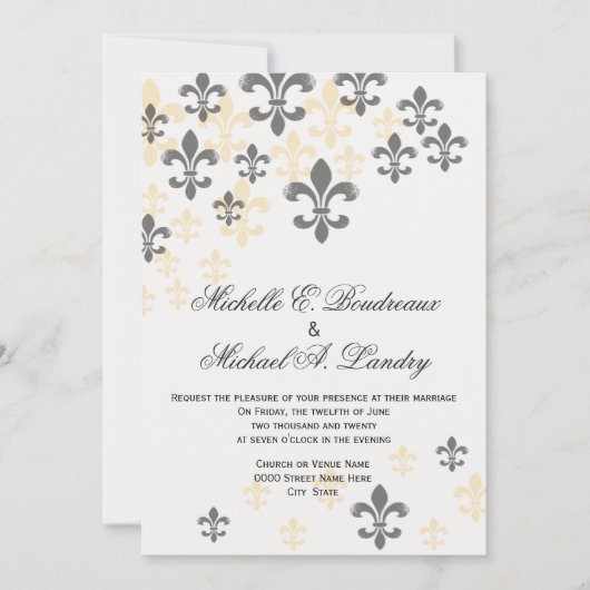 Invitation Mariage informel de Fleur de Lis Cascade (Devant)