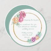 Invitation Mariage Informel Fleurs Aquarelle (Devant / Derrière)