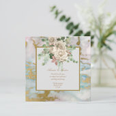 Invitation Mariage informel Rose d'aquarelle blanche (Debout devant)