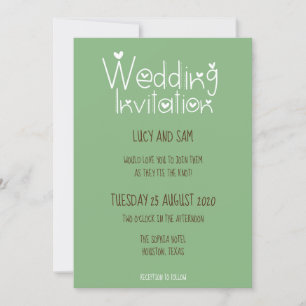 Invitation Mariage informel Typographie moderne Sage green