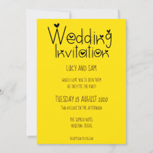 Invitation Mariage informel Typographie moderne Sunshine jaun