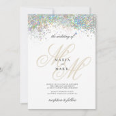 Invitation Mariage initial de la parties scintillant en argen (Devant)