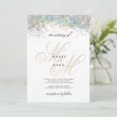 Invitation Mariage initial de la parties scintillant en argen (Debout devant)