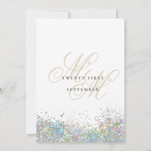 Invitation Mariage initial de la parties scintillant en argen (Dos)