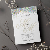 Invitation Mariage initial de la parties scintillant en argen