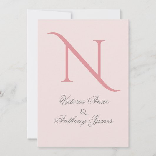 Invitation Mariage initial du monogramme rose (Devant)