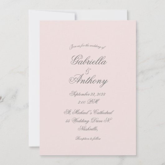 Invitation Mariage initial du monogramme rose (Dos)