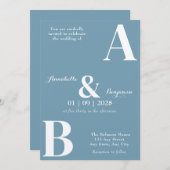 Invitation Mariage initial élégant et moderne (Devant / Derrière)