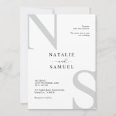 Invitation Mariage initial en noir et blanc élégant minimal (Devant)