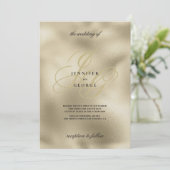 Invitation Mariage initial en or et monogramme noir (Debout devant)
