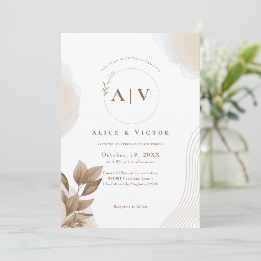 Invitation Mariage initial minimaliste moderne (Debout devant)