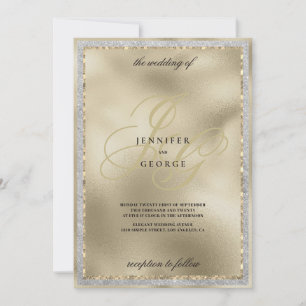 Invitation Mariage initiale de monogramme noir or de luxe