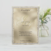 Invitation Mariage initiale de monogramme noir or de luxe (Debout devant)