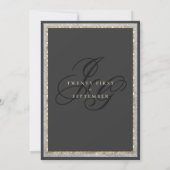 Invitation Mariage initiale de monogramme noir or de luxe (Dos)