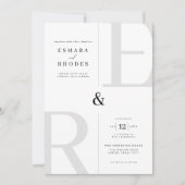 Invitation Mariage Initiales Monogramme Moderne (Devant)