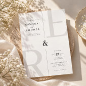 Invitation Mariage Initiales Monogramme Moderne