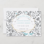 Invitation Mariage Inséparable Aqua Grey Floral Pattern bleu (Devant)