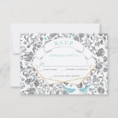 Invitation Mariage Inséparable Aqua Grey Floral Pattern bleu (Devant)