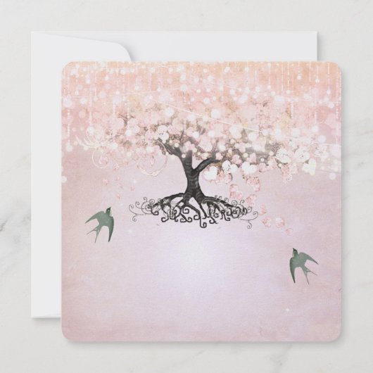 Invitation Mariage Inséparable de feuilles de coeur rose et v (Dos)