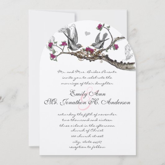 Invitation Mariage Inséparable de forêt rustique (Devant)