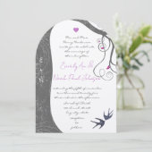 Invitation Mariage Inséparable de forêt violet rustique (Debout devant)