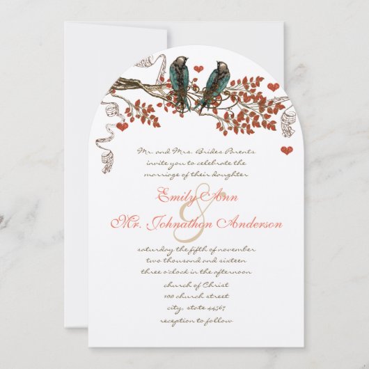 Invitation Mariage Inséparable de la feuille de chute d'ambre (Devant)