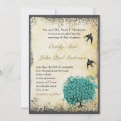 Invitation Mariage Inséparable de l'arbre Turquoise de la feu (Devant)