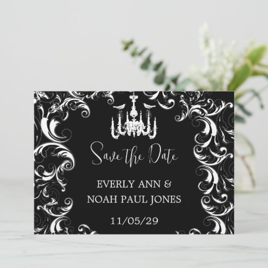 Invitation Mariage Inséparable de lustre noir (Debout devant)