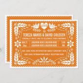 Invitation Mariage inséparable de papillon orange (Devant / Derrière)