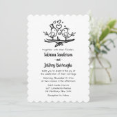 Invitation Mariage Inséparable des Lovebirds blancs (Debout devant)