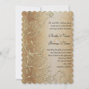 Invitation Mariage Inséparable en bronze or et noir