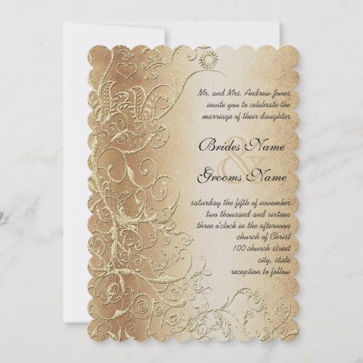 Invitation Mariage Inséparable en bronze or et noir (Devant)
