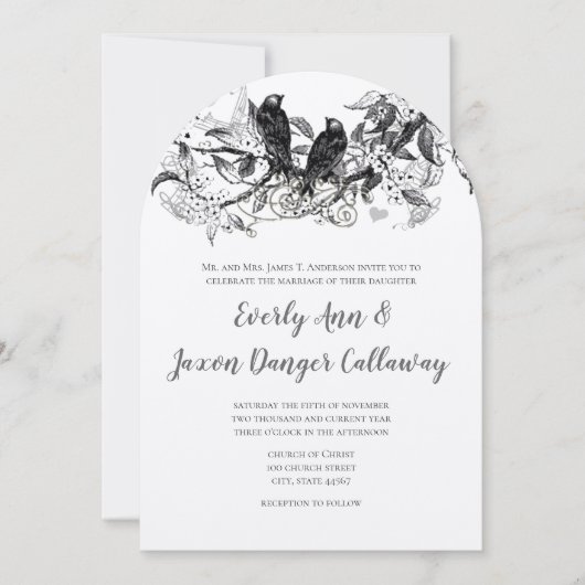 Invitation Mariage Inséparable forestier rustique (Devant)