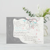 Invitation Mariage Inséparable Gris Peachy Pink Minty Aqua (Debout devant)