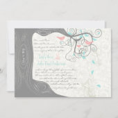 Invitation Mariage Inséparable Gris Peachy Pink Minty Aqua (Devant)