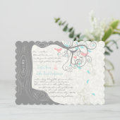 Invitation Mariage Inséparable Gris Peachy Pink Minty Aqua (Debout devant)