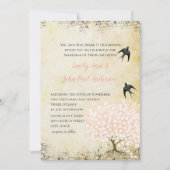 Invitation Mariage Inséparable rose pâle pour feuille de coeu (Devant)