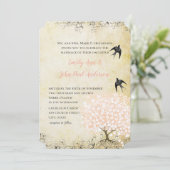 Invitation Mariage Inséparable rose pâle pour feuille de coeu (Debout devant)