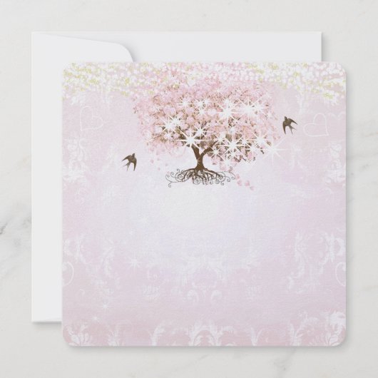 Invitation Mariage Inséparable simple Pink Heart Leaf Tree (Dos)