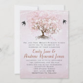 Invitation Mariage Inséparable simple Pink Heart Leaf Tree (Devant)