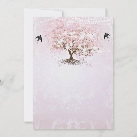 Invitation Mariage Inséparable simple Pink Heart Leaf Tree (Dos)