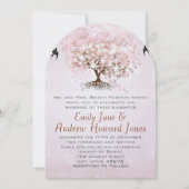 Invitation Mariage Inséparable simple Pink Heart Leaf Tree (Devant)